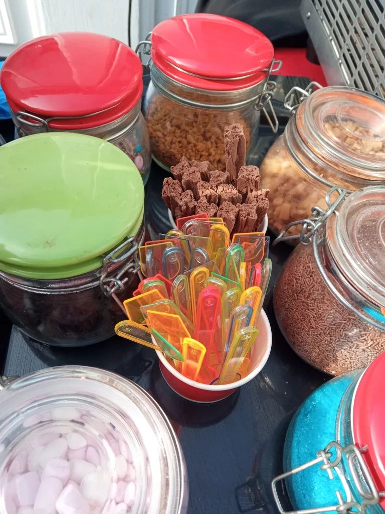 Jars of sweets on a sweet table
