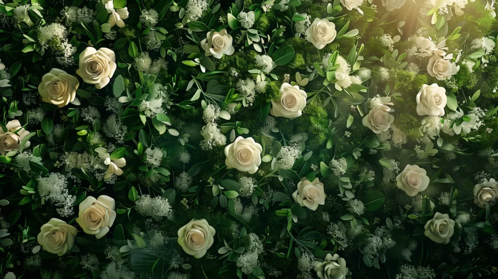 White rose flower wall