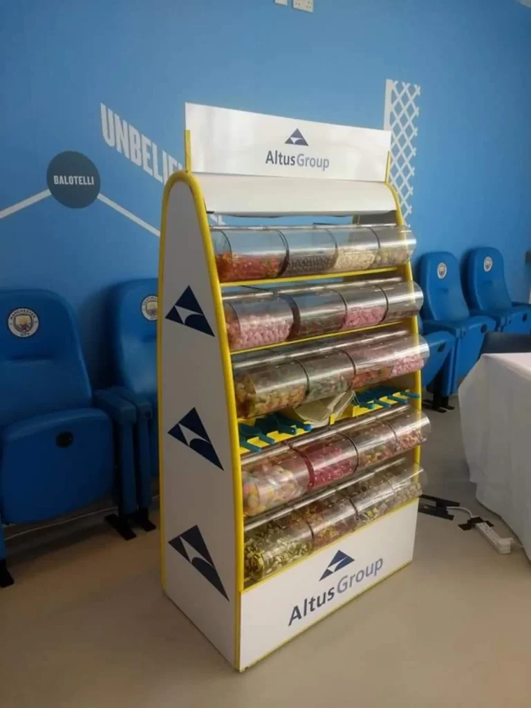 Branded pick n mix stand at a corporate event
