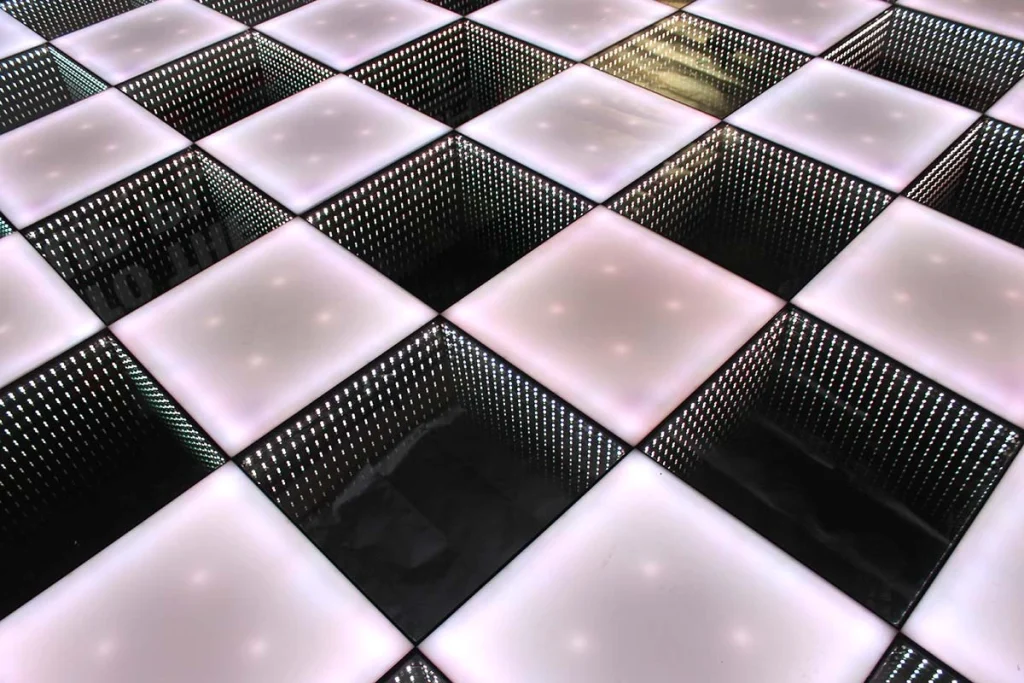 Black and white infinity LED dance floor