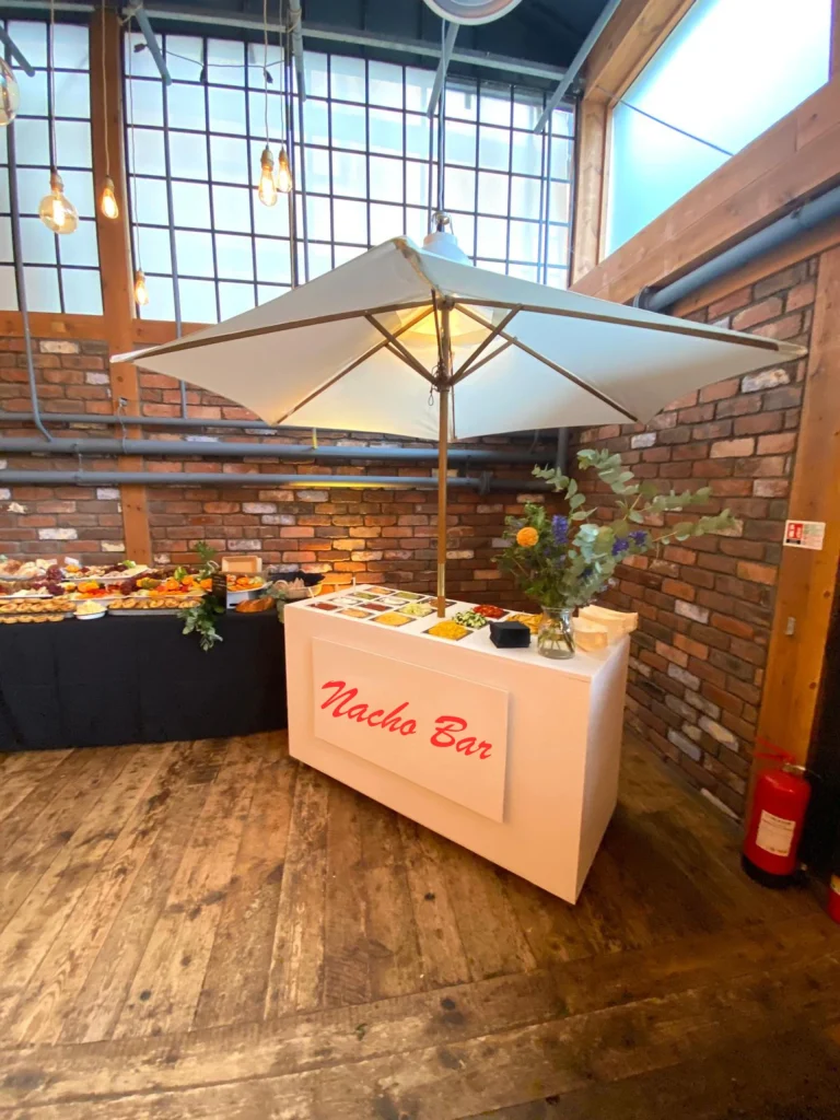 Nacho bar station set up at a venue
