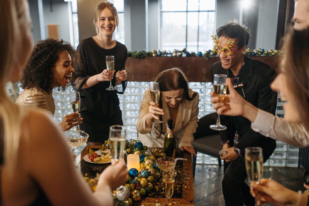 Friends toasting with champagne at a celebration