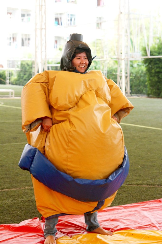 Person in an inflatable sumo suit