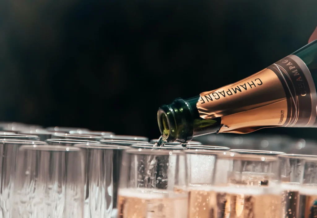 Champagne being poured into glasses